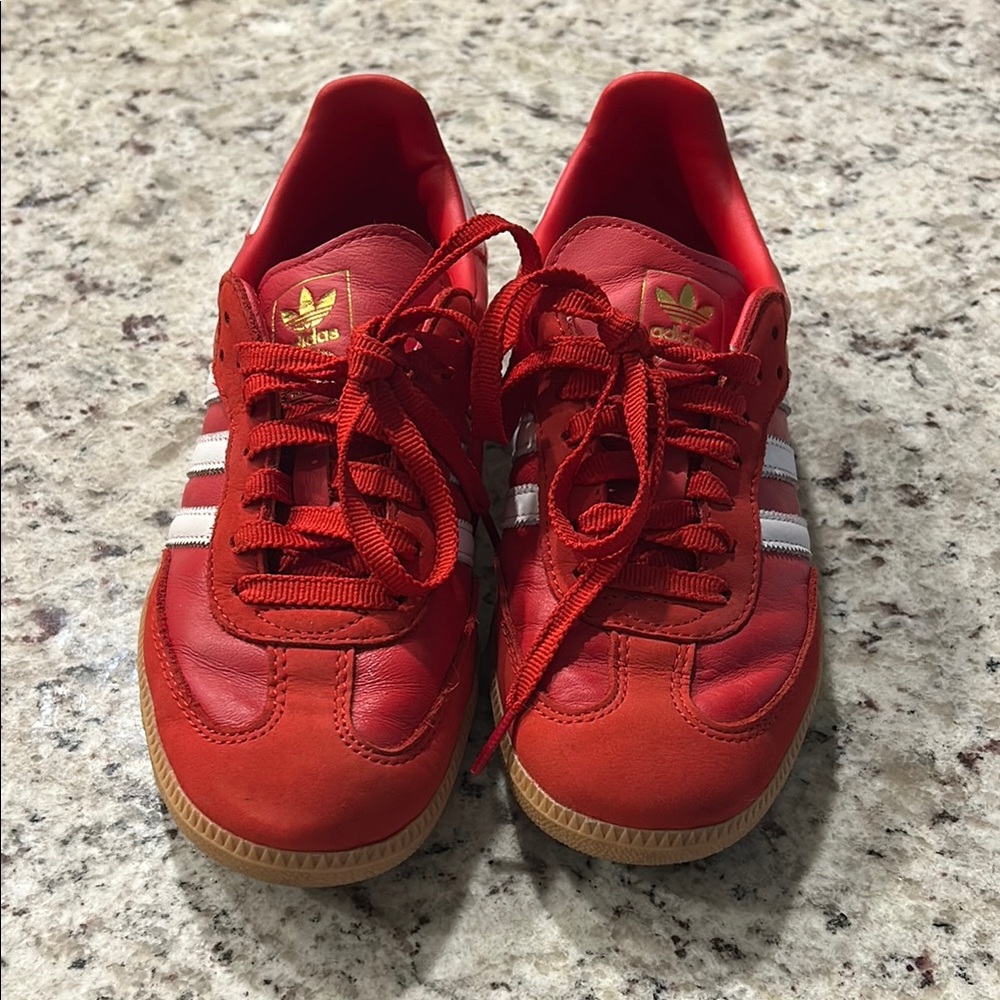 Adidas Red and White Sneakers Sambas